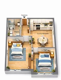 Trilocale con spese incluse + posto auto