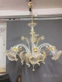 lampadario in vetro di murano a  8 punti luce 