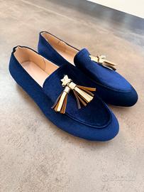 Mocassino in velluto blu midnight