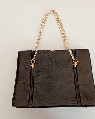 Borsa Vintage Anni '60 in Vero Rettile e Seta 