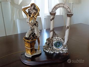 Statua vintage con luce e orologio Del Vecchio 