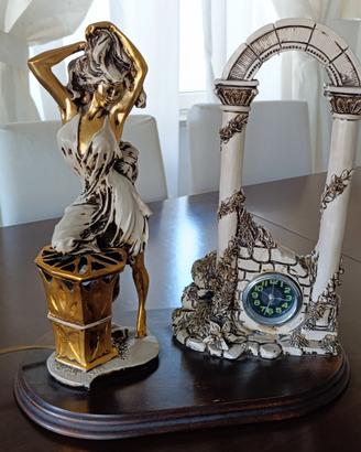 Statua vintage con luce e orologio Del Vecchio 