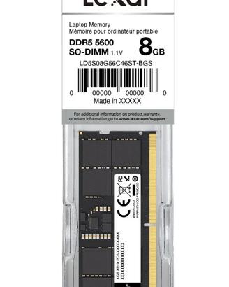 Lexar SODIMM RAM DDR5 8GB 5600 MHz Memoria Laptop,