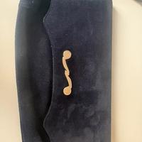 Clutch in camoscio blu - Vintage originale  1972