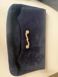 Clutch in camoscio blu - Vintage originale  1972