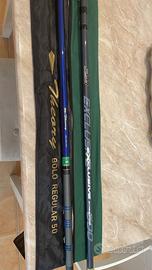 Canne da pesca bolognesi con mulinello e filo