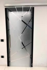 Porta scorrevole in vetro temperato