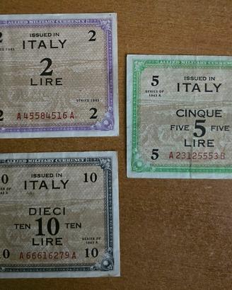 Lire Allied Military Currency, 1943 - 3 pezzi