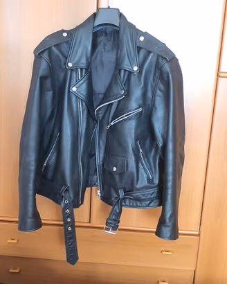 Chiodo in vera pelle 100% Biker Vintage -perfetto