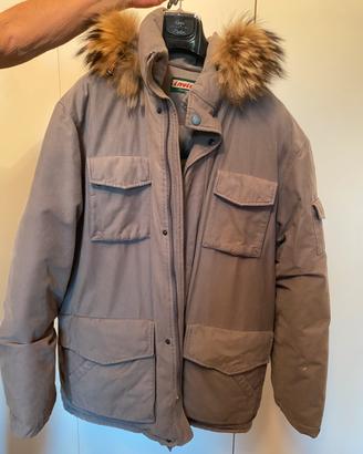 Parka Invicta grigio in vera piuma
