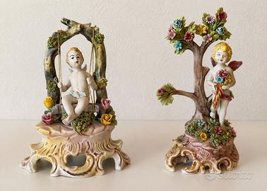 Coppia statuine vintage ceramica di Bassano