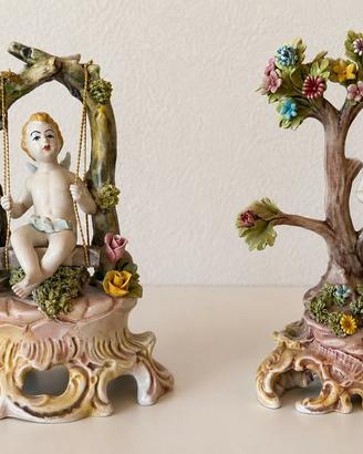 Coppia statuine vintage ceramica di Bassano