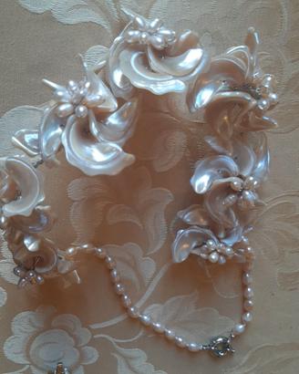 COLLANA IN MADREPERLA E PERLE ROSA