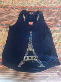 Canottiera blu con paillettes