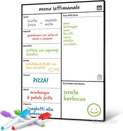 Lavagna Magnetica Settimanale Frigo + 4 pennarelli