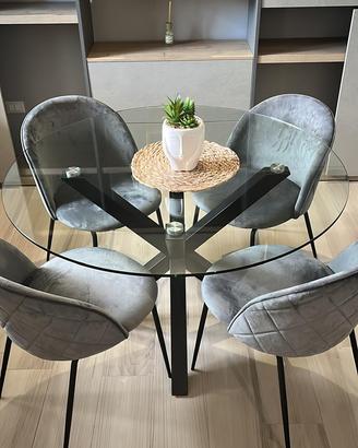 Tavolo design in vetro e acciaio diametro 150cm