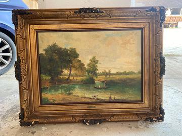 Antico dipinto olio su tela G.TRAMIER