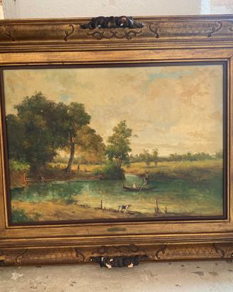 Antico dipinto olio su tela G.TRAMIER