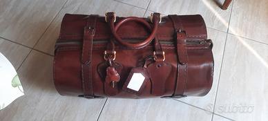 Borsone da viaggio in cuoio marrone