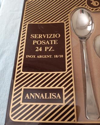 servizio posate inox argentate 24 pz