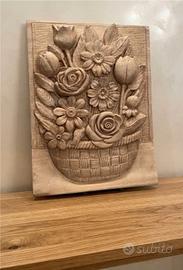 SCULTURA D'ARTE  CESTINO DI FIORI OPERA UNICA