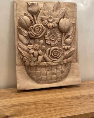 SCULTURA D'ARTE  CESTINO DI FIORI OPERA UNICA