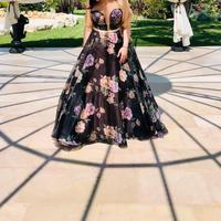 Abito lungo floreale nero