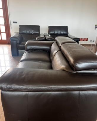 Set divano e poltrone in vera pelle