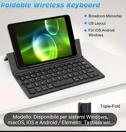 TASTIERA WIRELESS PIEGHEVOLE PER PC TABLET CELLULA