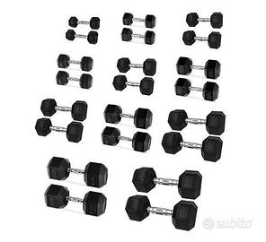 Set manubri esagonali gommati nuovi  2,5/40kg