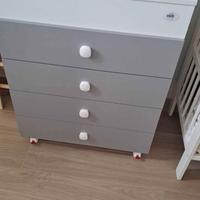 Cassettiera con ruote+vasca per lavare neonato