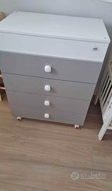 Cassettiera con ruote+vasca per lavare neonato