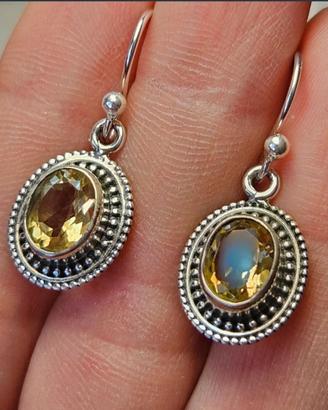 Orecchini in argento 925 e citrino naturale 