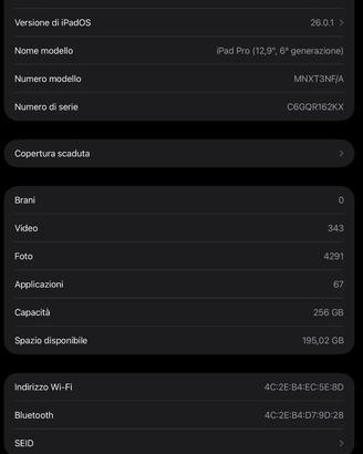 iPad Pro 12.9” (6ª generazione) – 256 GB