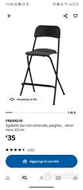 N.2 Sgabelli pieghevoli IKEA FRANKLIN 63 cm nero