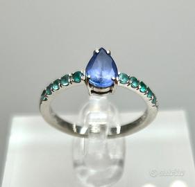 Anello Natural Tanzanite e Paraiba Tourmalina
