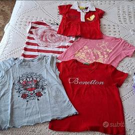 Lotto 5 T-shirt Bambina 3-4 anni (Benetton, Guess,