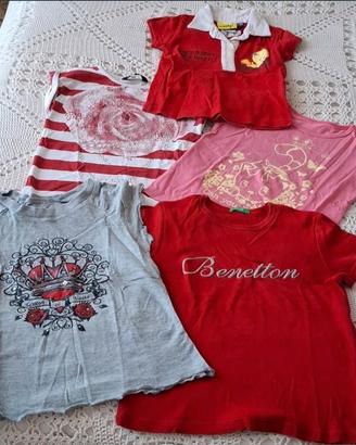 Lotto 5 T-shirt Bambina 3-4 anni (Benetton, Guess,