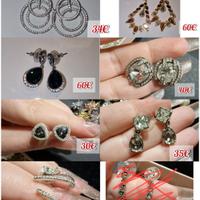 Set 10 paia orecchini Swarovsky, d'orati, blu, a l