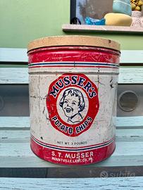 Grande latta  vintage MUSSER’S Potato USA anni ’50
