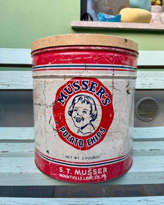 Grande latta  vintage MUSSER’S Potato USA anni ’50