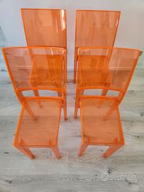 Nr.4 Sedie Le Marie di Kartell arancio