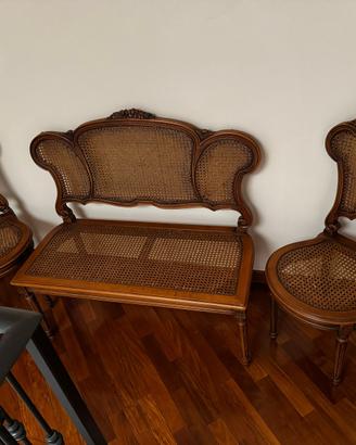 Salottino antico in legno paglia di vienna