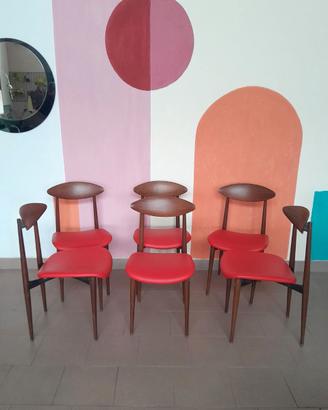 Set di 6 sedie stile scandinavo anni '60