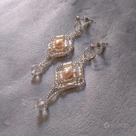 Orecchini Eleganti Perle naturali Cristallo