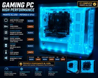 PC Gaming ryzen 5 rtx 3060 1tb Ssd 16 gb ram b550 