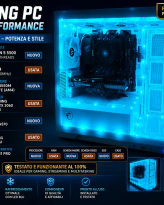 PC Gaming ryzen 5 rtx 3060 1tb Ssd 16 gb ram b550 