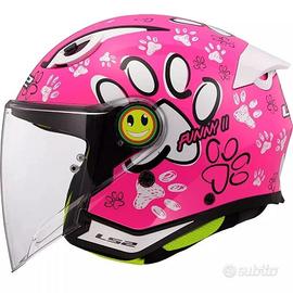 TG S CASCO BIMBO LS2 OF622 FUNNY 2 PAWS PINK ROSA 