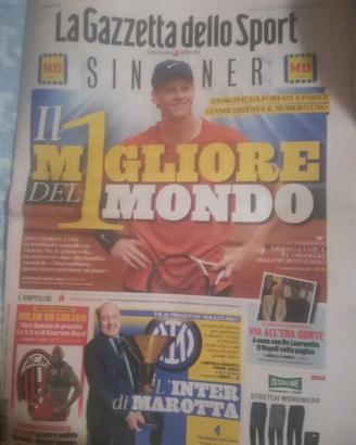 La Gazzetta dello Sport:Jannik Sinner n.1 al mondo