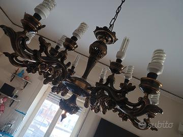 lampadario vintage anni 60/70 ottone massiccio